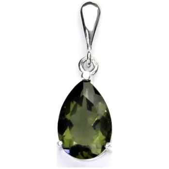 Přívěsek Stříbrný přívěsek, přírodní vltavín, přívěsek s vltavínem, P 1360