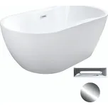 Besco Akrylátová volně stojící vana Navia 140x75 (150x80, 160x80) Barva: Bílá, Rozměry (cm): 140x75, Typ a barva výpustě: Click-Clack s přepadem, chrom