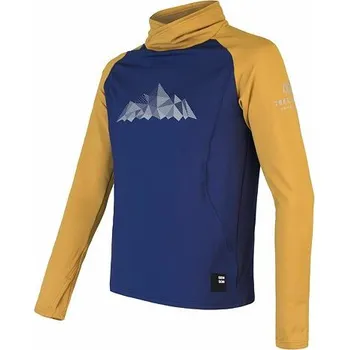 Pánská mikina Mikina pánská SENSOR THERMO MOUNTAINS, deep blue/žlutá Velikost: XXL