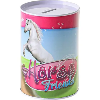 Pokladnička Pokladnička plechovka Horse Friends kasička válec s koníkem