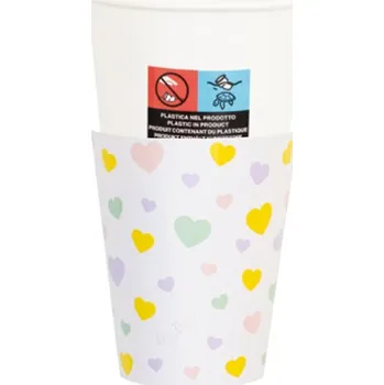 Jednorázové nádobí Papírové kelímky srdíčka 8 ks 250 ml gi64212