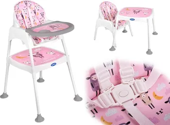 Jídelní židlička Růžová židlička na krmení 3v1