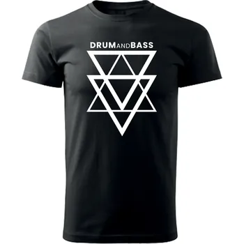 Pánské tričko DNBMARKET.CZ Pánské tričko černé |D&B + NEURO| Triangles Velikost: 4XL, Barva: Černá - Design 1