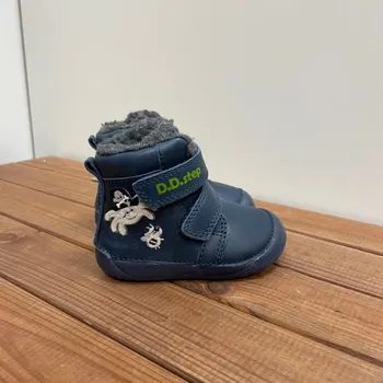 Dívčí obuv D.D.Step Zimní barefoot boty W070-111 modrá s pavoučkem, D. D. Step Velikost: 20