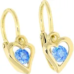 Goldstore Dětské náušnice zlato modré srdce Váha: 0.93 g