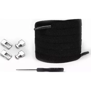 Tkaničky do bot Elastické tkaničky do bot široké se zacvakávací sponou, jeden pár - Černé, 100 cm