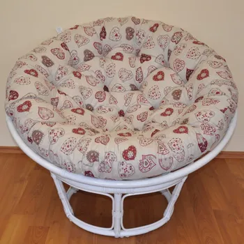 Papasan Nábytek PEGAS Ratanový papasan 100 cm bílý, polstr motiv červená srdce