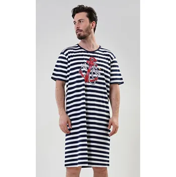 Pánské pyžamo Pánská noční košile s krátkým rukávem Kotva tmavě modrá L