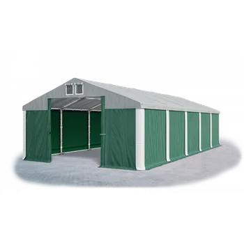 Zahradní stavba Skladový stan 6x28x4m střecha PVC 560g/m2 boky PVC 500g/m2 konstrukce POLÁRNÍ Šedá Zelená Bílá
