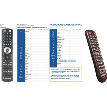 Dálkový ovladač General OPTEX 708891, ORT8891HD - náhradní dálkový ovladač