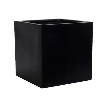 Květináč Moderní květináč Fiberstone Block S Black 30x30x30cm