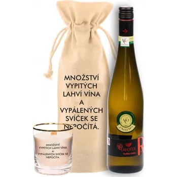 Víno Set Vína v dárkovém balení + svíčka MNOŽSTVÍ LAHVÍ Víno: Ryzlink rýnský 2023 - Lahofer