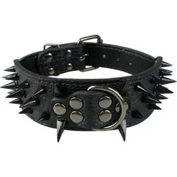 Obojek pro psa PET ARTIST Široký kožený obojek pro psa s hroty - černý Velikost: M