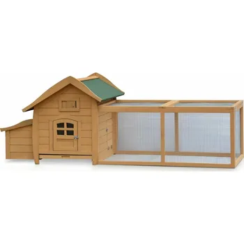 PRODUMAZAHRADU Krásný designový kurník s výběhem ve venkovském stylu pro cca 5 slepic 221x83x87cm