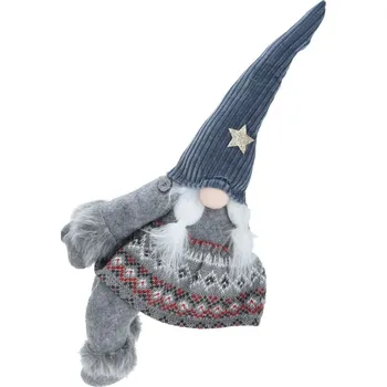 Vánoční dekorace Dekorační držák na závěsy Skřítek šedý, 24 x 43 x 8 cm, šedá