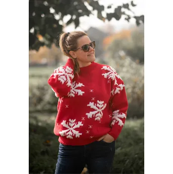 Dámský svetr Svetr s zimním motivem J52862 Itálie barva: červená