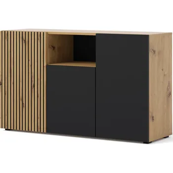 Komoda BIM Komoda AURIS 3D dub artisan, černý mat