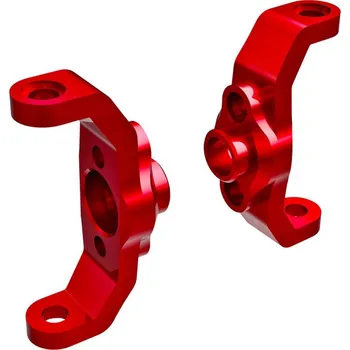 RC vybavení 1:18 Traxxas TRX-4M Ford Bronco 2021: Závěs těhlice hliníková červeně eloxovaná (levá a pravá)