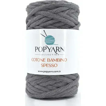 Příze POPYARN Příze Cotone bambino spesso B204 - tmavá šedá, 250g 75m