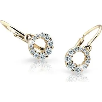 Náušnice ŠPERKY-NM, Zlaté dětské náušnice bílý kamínek 1755 Barva kamene: bílá, Barva zlata: žlutá