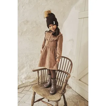 Dívčí šaty En-Fant Dres LS Corduroy - šaty manšestrové - portabella 104 (doporučená výška 102-109cm)