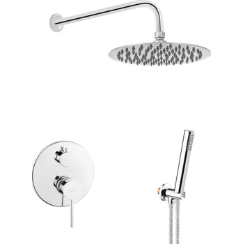 Vodovodní baterie Invena Dafni, podomítková sprchová sada s dešťovou hlavovou sprchou 25cm, chrom lesklý, INV-BS-88-0O2-A