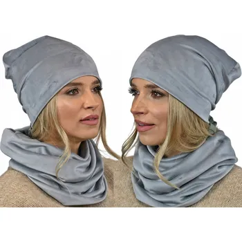 Čepice Fashionweek Dámský velurový set: čepice + trubička-šála ZIZI-BV Barva: šedý, Velikost: Universal