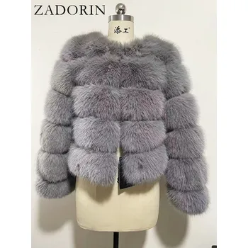 Dámská bunda Chlupatá kožešinová bunda zimní kožich s dlouhým rukávem Barva: Šedá, Velikost: 4XL