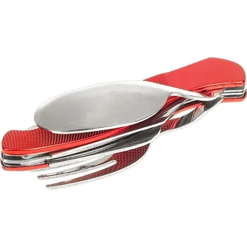 kapesní nůž Kapesní turistický nůž s příborem červený (skládací nůž do lesa)