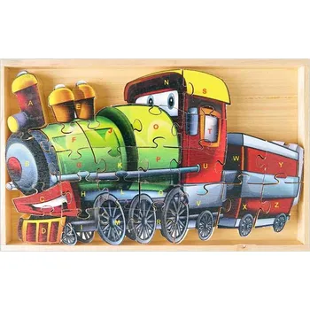 Dřevěná hračka TifanTEX Dřevěné puzzle Vláček