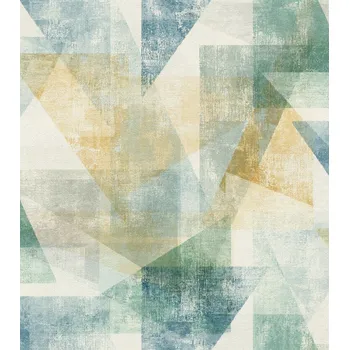 Tapeta Vliesová tapeta modrá, zelená, žlutá, krémová, geometrický motiv, 617962 Aldora III / tapety na zeď Linares (0,53 x 10,05 m) Rasch