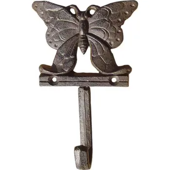 Věšák Věšák litinový Retro Motýl (nástěnný kovový věšák s jedním háčkem)