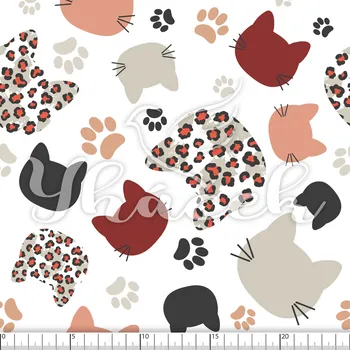 Zakázkový tisk, softshell, kočárkovina... Levhartí kočičky vínové Látky k tisku: Kočárkovina