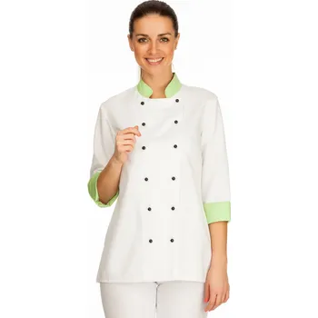 Gastro oděv Rondon dvouřadý dámský, 3/4. rukáv, bílý + zelená Barva: Bílá, Obvod boků: 42 | 98-102 cm