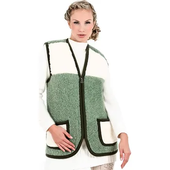 Dámská vesta Ovčí věci Vesta z ovčí vlny ALPEN ZIP dvoubarevná zelená Velikost: S