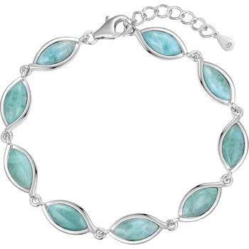 Náramek 4U Dámský stříbrný náramek s přírodním larimarem