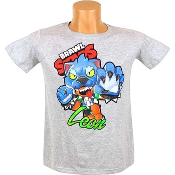 Chlapecké tričko Dětské tričko Brawl stars Leon šedé (Brawl stars Tričko pro děti, nejlepší cena)