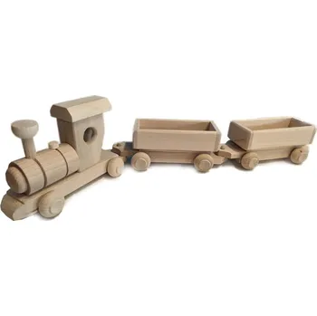 Dřevěná hračka Dřevěný vláček s vagony, 56 x 8 x 12 cm