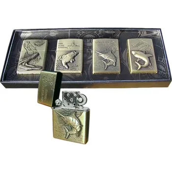 Zapalovač 4 ks Fishing kazeta ryby (benzinové zapalovače zn. KANTAI 4ks v balení)