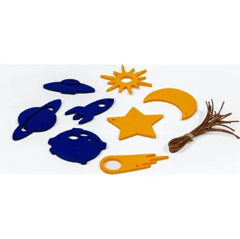 Vánoční dekorace Sada 8 žluto-modrých filcových vánočních dekorací Spira Medium ID_1427011