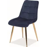 Židle jídelní zlatá/modrá CHIC VELVET