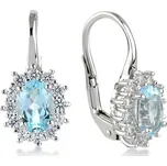 Lillian Vassago Patentové náušnice z bílého zlata s modrým topazem a zirkony LLV22-GER068WBT