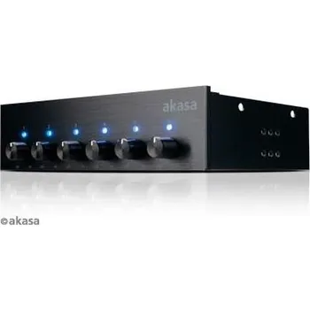 PC ventilátor Akasa FAN kontrolní panel do 5,25" pozice, AK-FC-08BK, 5,25", 6x fan/ černý AK-FC-08BKV2