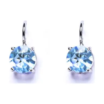 Náušnice Zlaté náušnice, bílé zlato, přírodní topaz sky 8 mm - NK 1357