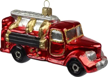 Vánoční ozdoba Glassor Vánoční ozdoba hasičský vůz 5 cm červené
