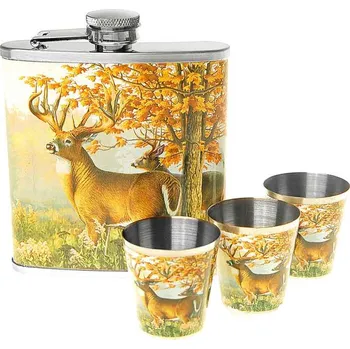 Placatka Placatka s pohárky Jelen podzim (placatka na alkohol s pohárky)