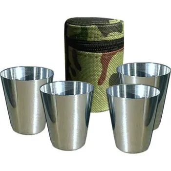 Sklenice Nerezové pohárky 0,025l Goral woodland (Odlivky v maskáčovém pouzdře - balení = 4 štamprle)