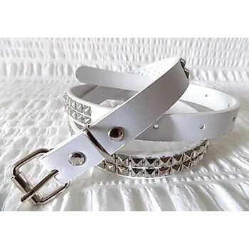 Opasek Bílý úzký pásek s aplikací