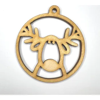 Výtvarná sada Dřevěný výřez Sob hlava, vyřezaný vzor, 65 mm