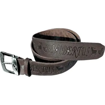 Opasek Pásek kožený HUBERTUS hnědý lovecký (kvalitní pásek s mysliveckým motivem)